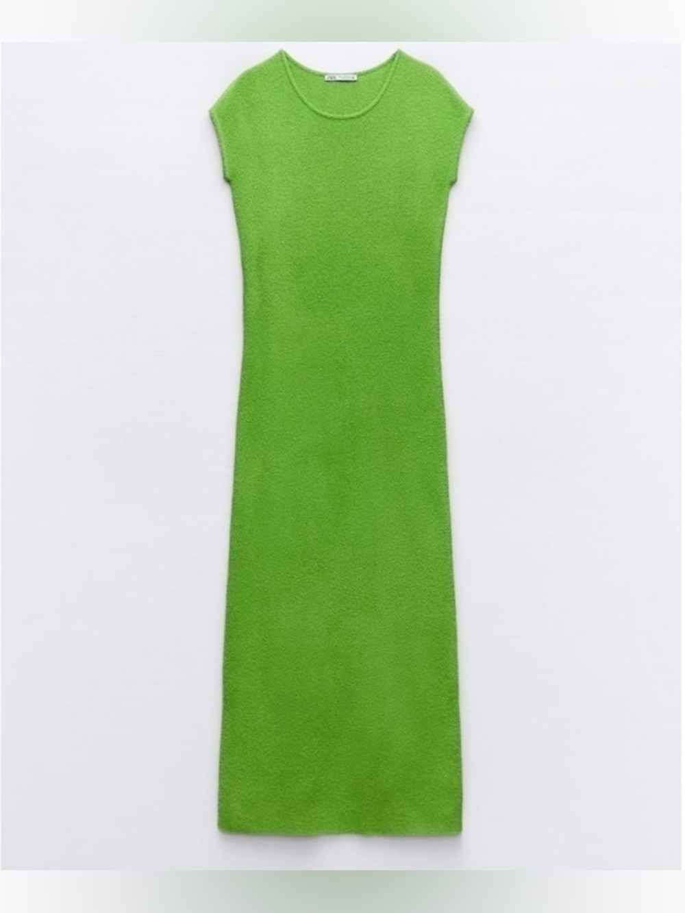 New ZARA Cutwork Long Round Neck Short Sleeve Maxi Dress
